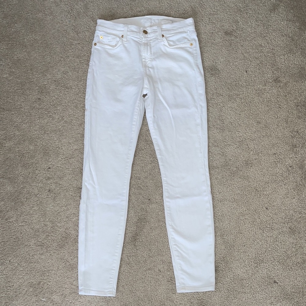 7 For All Mankind Ankle Gwenevere White Skinny Jeans 26